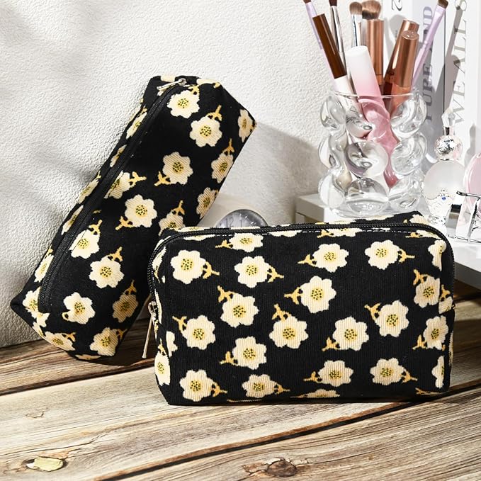 SOIDRAM Floral Cosmetic Bag - Large Capacity Makeup Bag and Brush Storage Travel Organizer