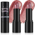 Jolilab Sparkling Lip Gloss, Long Lasting Waterproof Moisturizer Lip Balm Glitter Shimmer Metallic Lipstick, Diamond Shiny Bold Glow Goth Lipstick for Women Girls, Non-sticky (2, 07#*2)