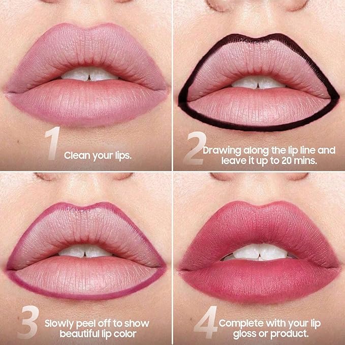 Lip Stain Peel Off - Waterproof Lip Liner, Long Lasting Transfer Proof & Smudge-Proof Lip Liner Stain Moisturizing Easy to Use Natural Lip Color (Rose)