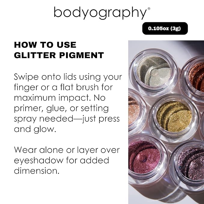 Bodyography Glitter Pigment - Soiree Gun Metal Gray for Women - 0.105 oz Eye Shadow