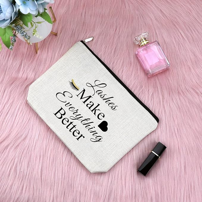 Sfodiary Lashes Girl Gifts Lash Artist Gifts Eyelash Makeup Bag Beautician Present for Women Cosmetic Bag Birthday Christmas Thanksgiving Thank You for Makeup Artist Travel Cosmetic Pouch
