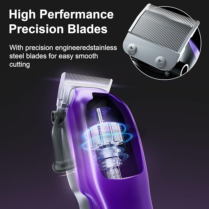 WMARK 2023 NG-9003 HighSpeed Professional Hair Clipper Microchipped Magnetic Motor10000 RPM 9V Motor with Charge Stand (NG-9003 Purple)