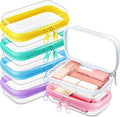 Sanwuta 6 Pcs Clear Hard Zipper Case Hard Plastic Zipper Pouches Makeup Bag Pencil Pouches Transparent Cases for Snacks Plastic Storage Organizer Box for Travel(Colorful,5 x 3 x 2 Inch)
