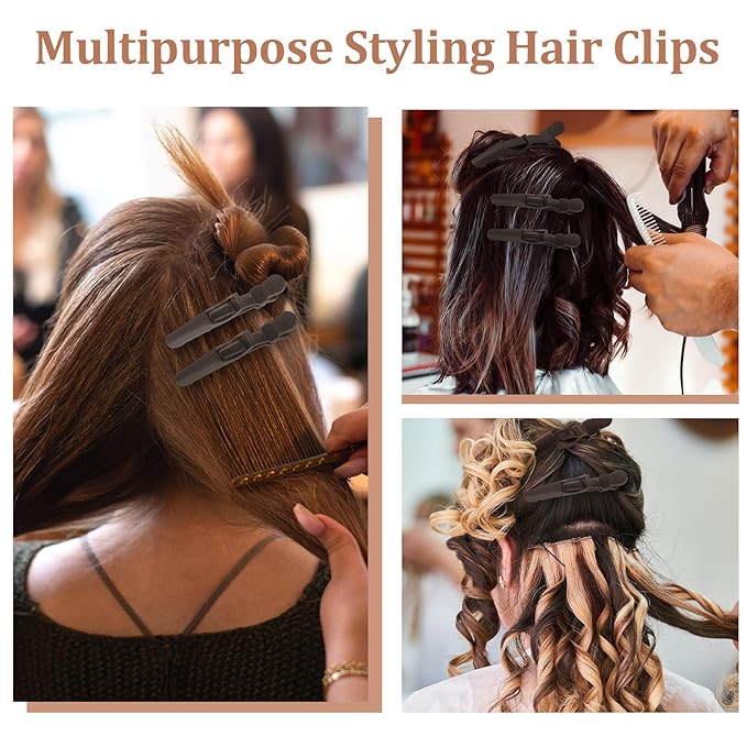 24 Pack Alligator Hair Clips, Professional Clips for Hair Sectioning, Hair Styling Accessories for Women Men Girls Teens，Dark Brown