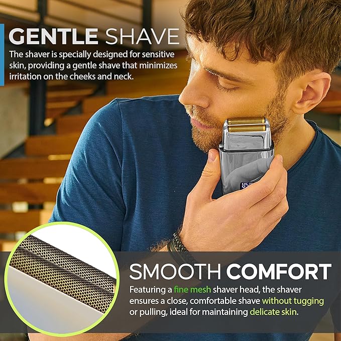 Hal&Hol Professional Cordless Electric Hair/Beard Trimmer and Foil Shaver for Men - Complete Barber Grooming Kit with Rechargeable Battery, Protective Case and 4 Guards, Gift for Men