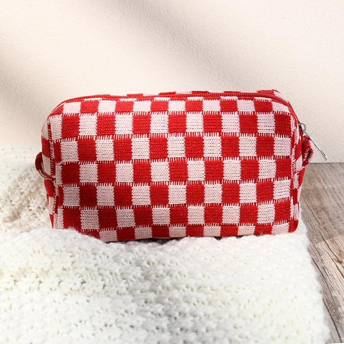 SOIDRAM Makeup Bag Preppy Cosmetic Bag Bulk Makeup Pouch Personalize Travel Toiletry Bag Organizer Cute DIY Makeup Brushes Storage Bag for Women