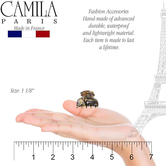 Camila Paris CP3067 French Hair Clip for Women, Handmade, Onyx, Small, Girls Hair Claw Clips Jaw, Durable Styling Hair Accessories for Women, Strong Hold No Slip Grip, Made in France