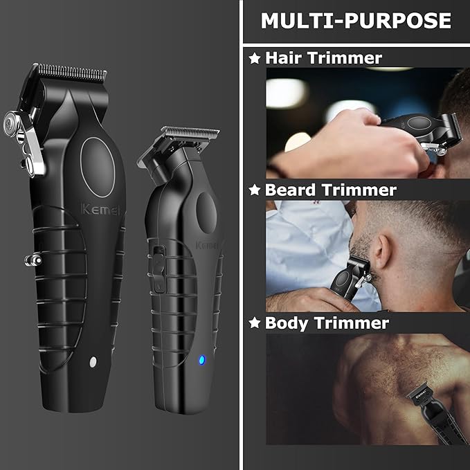 KEMEI Hair Clippers and Trimmers Set Professional, Barber Clipper for Hair Cutting, Rechargeable Electric Trimmers for Men, T-Blade Grooming Kit with 11 Guide Combs for Family