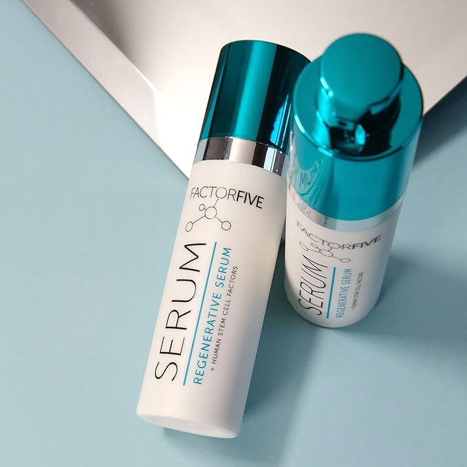 FACTORFIVE Regenerative Serum with Stem Cell Growth Factors, HGF for Skin Tightening and Smoothing, Wrinkle and Pore Reduction, and Rejuvenation - Travel Size, 0.34fl oz/10ml