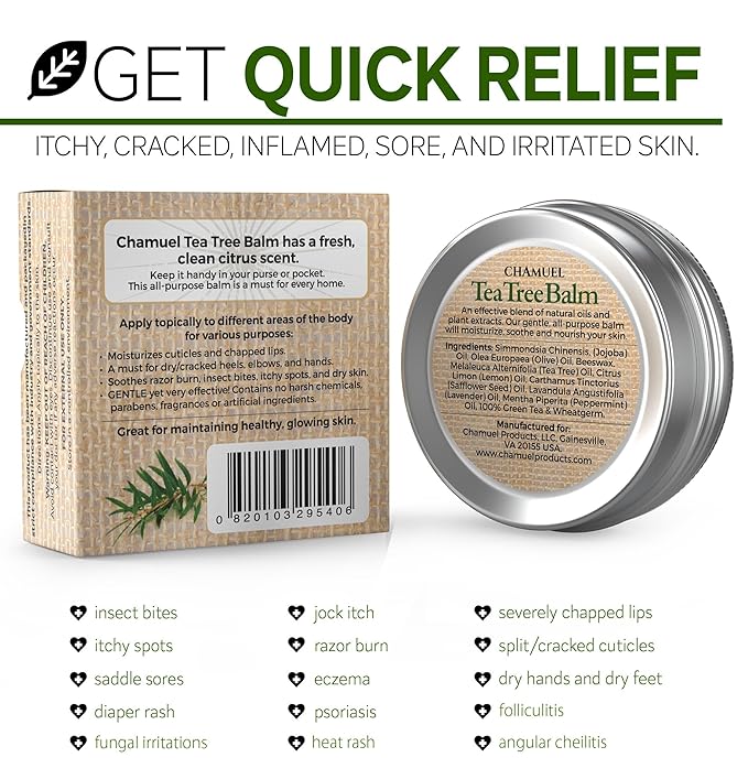 Chamuel Tea Tree Balm & Body Wash - The Best Product Combo to Soothe a Wide Variety of Skin Irritations