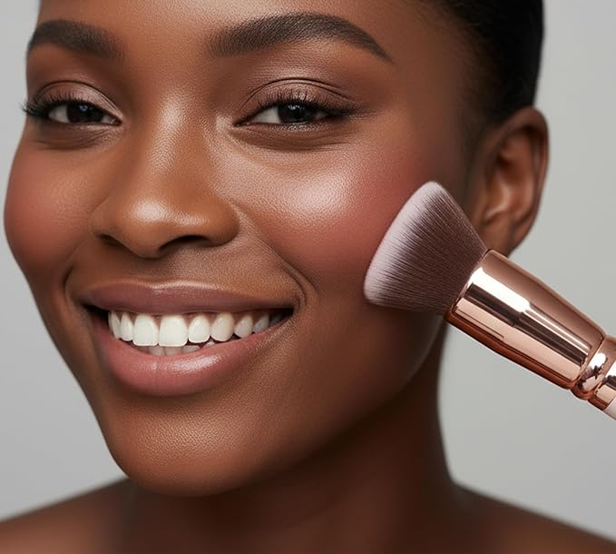 Lamora Makeup Brush Foundation Kabuki - Flat Top Face Brush for Liquid, Cream, and Powder Cosmetics - Full Coverage Blending, Buffing, Stippling, Contouring