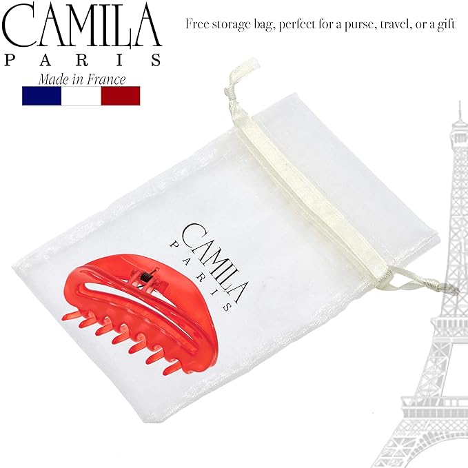 Camila Paris CP2547 French Hair Clip for Women, Red, Girls Hair Claw Clip Jaw Fashion Durable and Styling Hair Accessories for Women, Luxury Ladies Strong Hold No Slip Grip Clamp, Made in France
