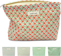 STARDW Aesthetic Floral Makeup Bag Cute Small Cosmetic Bags for Women Girls, Travel Toiletry Bag Large Capacity Zipper Makeup Pouch, Purse Organizer Pouches (Red Floral)