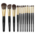 BRUSH ARTIST 12 PCs Premium Synthetic Black Makeup Brush Set Face Powder Brush, Contour Brush, Blush Brush, Eyeshadow Brush, Eyebrow Brush, Concealer Brush,Travel Size