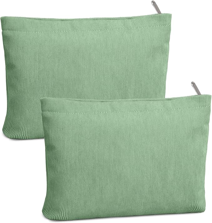 FITDON 2PCS Cosmetic Bags for Women Makeup Bag for Purse Small Corduroy Makeup Pouch Travel Make Up Bag with Zipper Toiletry Bag Organizer