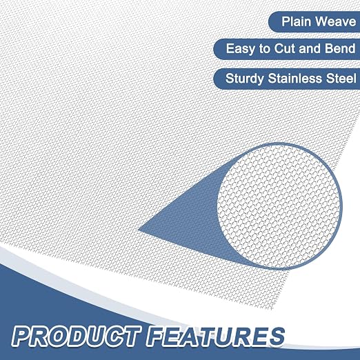 uxcell 30 Mesh 118" x 10" Woven Wire Mesh, 316 Stainless Steel Air Vent Filter - Image 3