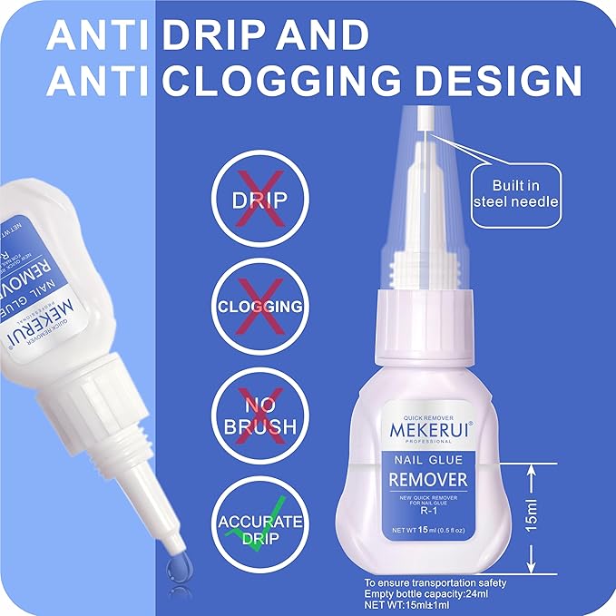 Nail Glue & Remover Kit - 30+ Days Long-Lasting Gel, No UV Light Needed, Dropper-Type Quick Removal (G1 & R1 Professional Bundle)
