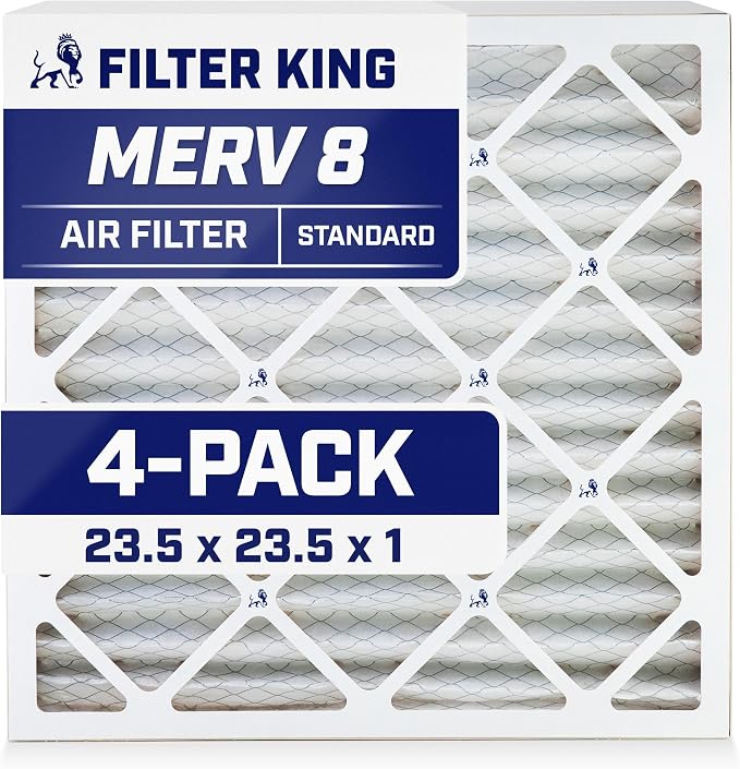 Filter King 23.5x23.5x1 Air Filter | 4-PACK | MERV 8 HVAC Pleated A/C Furnace by FilterKing