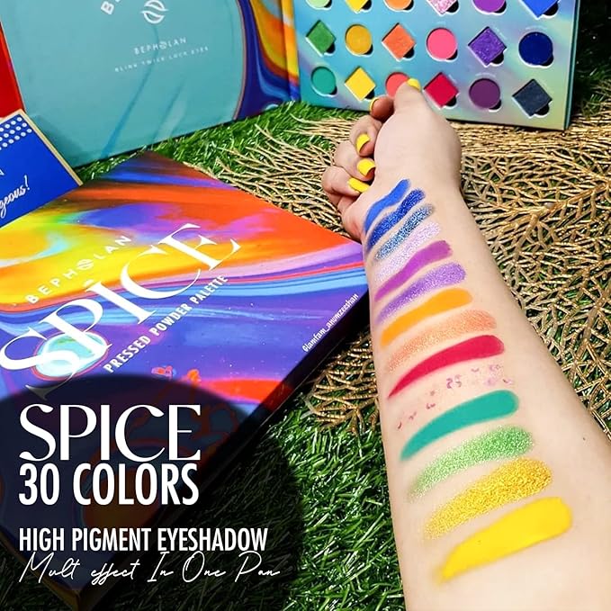 BEPHOLAN Eyeliner Pencil and Eyeshadow Palette, Blue-Purple Shifting Colors Glitter Waterproof Eyeliner, 24h Long-Lasting Metallic Colored Pen