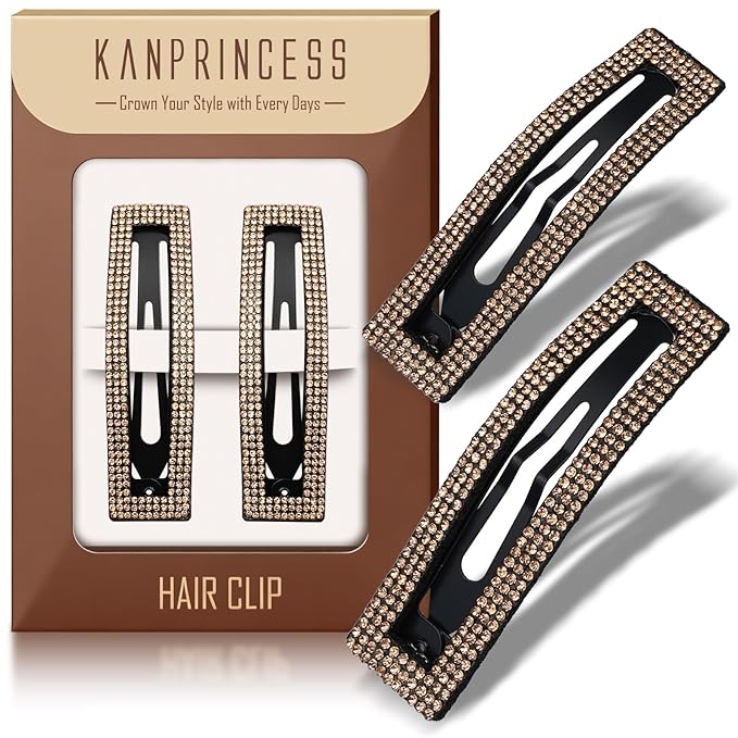 Rhinestone and Crystal Hair Clips 2-Pack, Sparkly Barrettes & Elegant Bling Accessories for Women & Girls(Set2)
