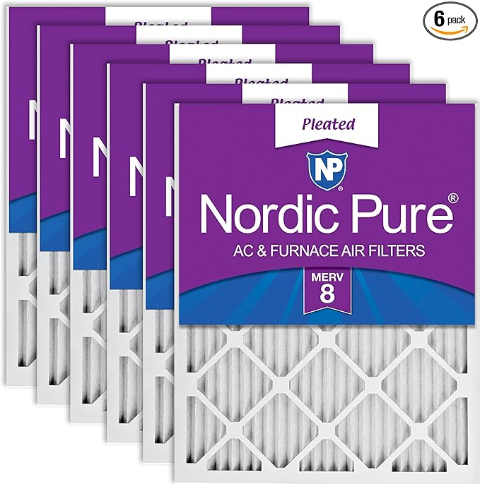 Nordic Pure 12x20x1 Pleated MERV 8 Air Filters 6 Pack by NordicPure