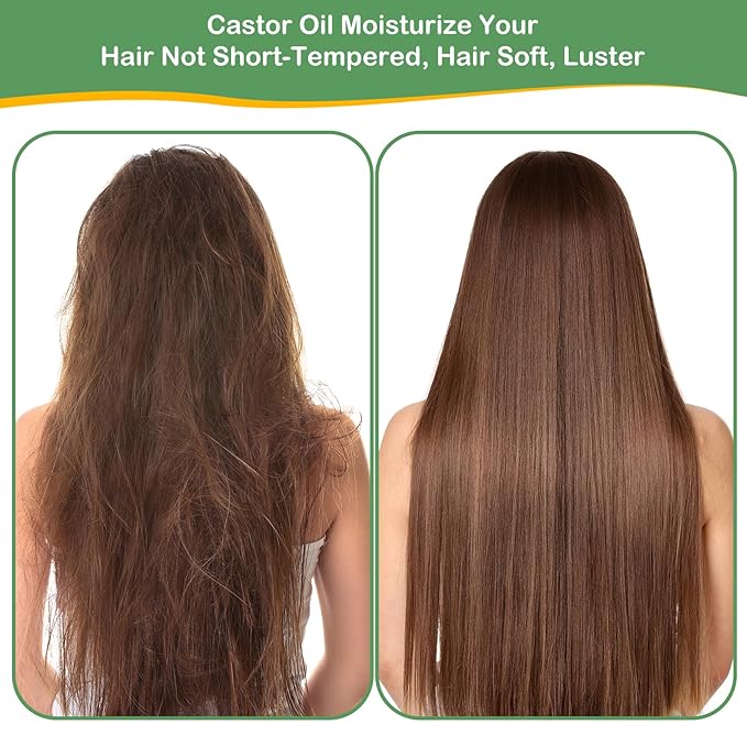 Organic Castor Oil (8oz Glass bottle) USDA Certified 100% Pure Natural, Cold Pressed, Hexane Free. Castor Oil for Hair Growth, Thicker Lashes & Fuller Brows