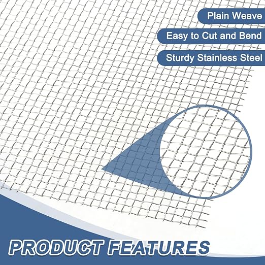 uxcell 6 Mesh 39" x 10" Woven Wire Mesh, 316 Stainless Steel Air Vent Filter - Image 3