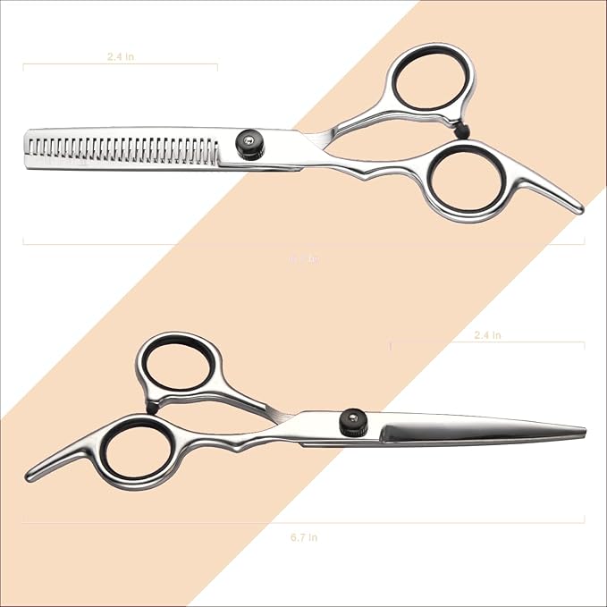 Fcysy Professional Hair Cutting Scissors Set, Barber Shears Kit, 6 Inch Stainless Steel Thinning Shears, Trimming Scissors for Men Women