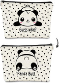 Panda Gifts Makeup Bag for Women Girls - Cute Baby Panda 'Guess What It's Pug Butt' Cosmetic Case for Teens Daughter - Accessories (Black and White Dots 1)