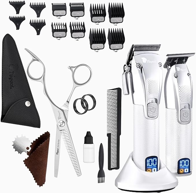 Fagaci Professional Hair Clippers, Hair Scissors & Hair Trimmer Set with Extreme Precise Cut, Cordless Hair Clippers for Men Professional, Barber Clippers 440C, Hair Trimmers for Men, Hair Shears