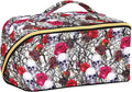 Makeup Organizer Bag, Skulls Rose Flowers Travel Makeup Bags Makeup Vanity Case Large Capacity Rhombus Cosmetic Toiletry Bag for Girl Women Ladies