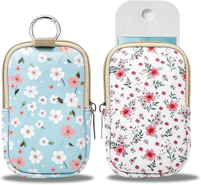 COOKOOKY 2 Pack Hand Sanitizer Spray Case Compatible with Touchland, Hand Sanitizer Holder, Mini Zippered Pouch, Small Makeup Bag for Women Friends Girls Gifts Idea