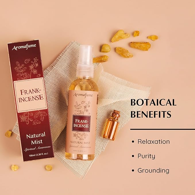 Frankincense Natural Resin Mist Spray by Aromafume | 100 ml / 3.3oz | Ideal for spirituality, prayer & rituals | Made with Frankincense Resin from Somalia | Non-alcoholic, non-toxic & vegan