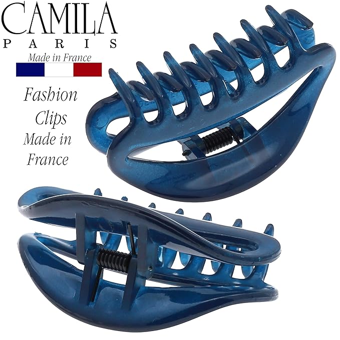 Camila Paris CP3081 French Hair Clip for Women, Blue, Girls Hair Claw Clip Jaw Fashion Durable and Styling Hair Accessories for Women, Luxury Ladies Strong Hold No Slip Grip Clamp, Made in France