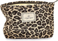 STARDW Leopard Makeup Bag Organizer Cosmetic Bags for Women and Girls,Travel Toiletry Bag Large Capacity Canvas Makeup Zipper Pouch, Purse Organizer Pouches (Brown Leopard)