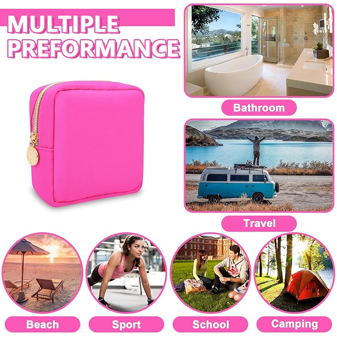 6 Pcs Waterproof Mini Makeup Bag Pouch for Purse,Small Cosmetic Travel Bag Pouch Nylon Toiletry Organizers Bag for Women Girls,Cute Mini Zipper Pouch Preppy Coin Purse for School Work Camping Travel