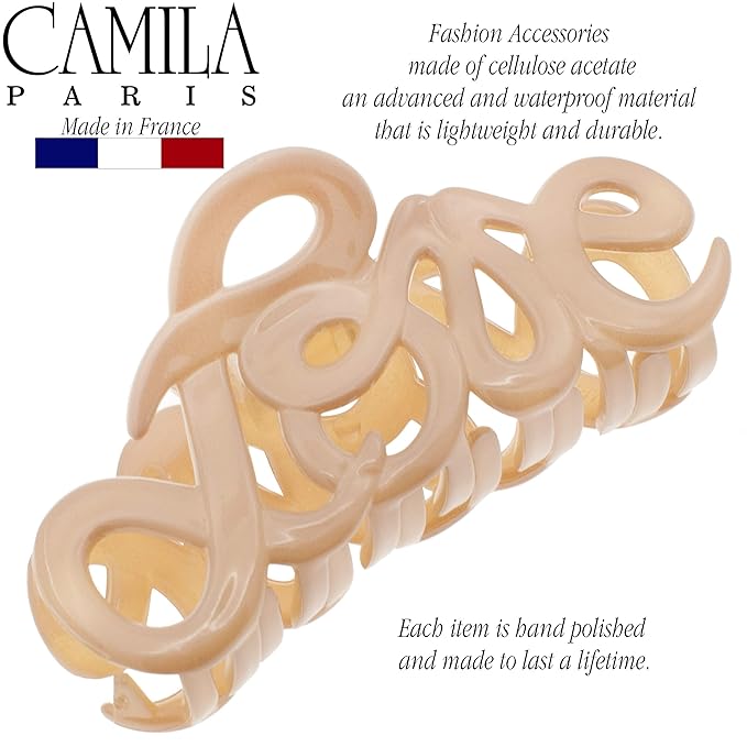 Camila Paris CP3046 French Hair Clip for Women, 3.25 inch Girls Hair Claw Clips Jaw Ivory Cellulose, Fashion Durable and Styling Hair Accessories for Women, Strong Hold No Slip Grip, Made in France
