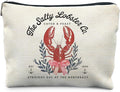 Crawfish Makeup Bag, Coquette Pink Bow Coastal Beach Nautical Lobster Cosmetic Bags for Women, Summer Seafood Makeup Zipper Pouch, Gifts for Beach Lovers