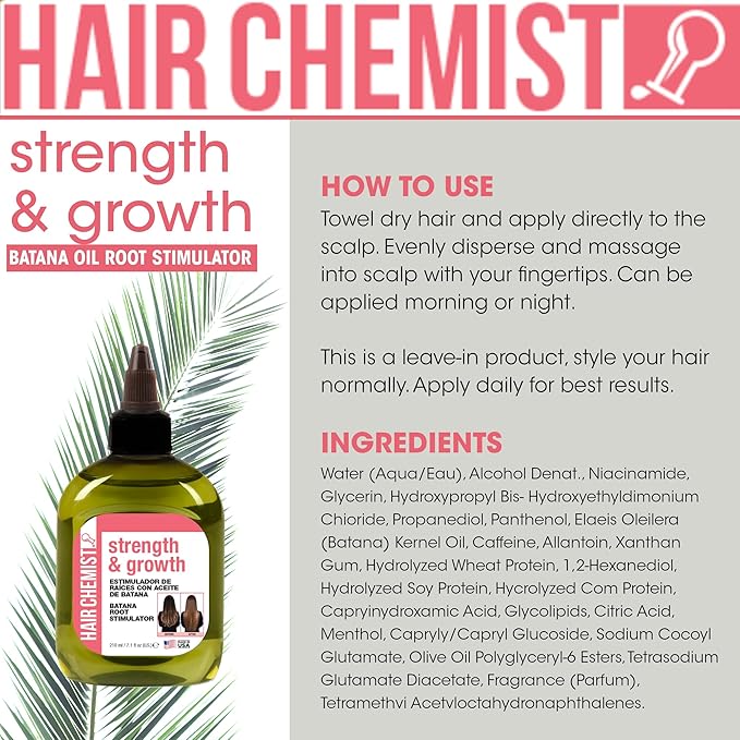 Hair Chemist Strength & Growth Batana Root Stimulator 7.1 oz. - Batana Oil Hair Treatment, Revitalize & Nourish Hair