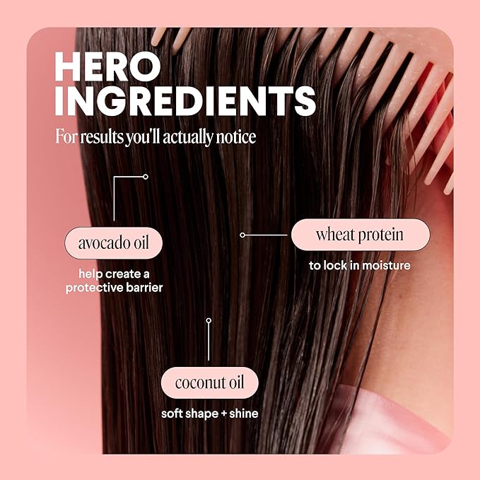 MONDAY HAIRCARE Smooth Shampoo + Conditioner Bathroom Set (2 Count) 12 oz Each For Frizzy, Coarse & Curly Hair Made with Coconut Oil, Shea Butter & Vitamin E 100% Recyclable Bottle Pink