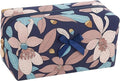 Floral Cotton Makeup Brush Cosmetic Bag for Women, Travel Quilted Zipper Pouch, Large Capacity Flowers Toiletry Organizer, Kawaii Makeup Storage Case, Cosmetic Travel Cloth Bag–Navy Big Floral