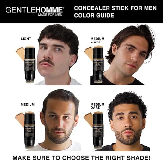 Gentlehomme - Concealer Stick - Men’s 2-in-1 Concealer & Brush - For Blemishes, Dark Circles, Scars, Acne & Uneven Skin Tones - Natural Finish - All Skin Types - Vegan - Extra Rich - 1 Stick