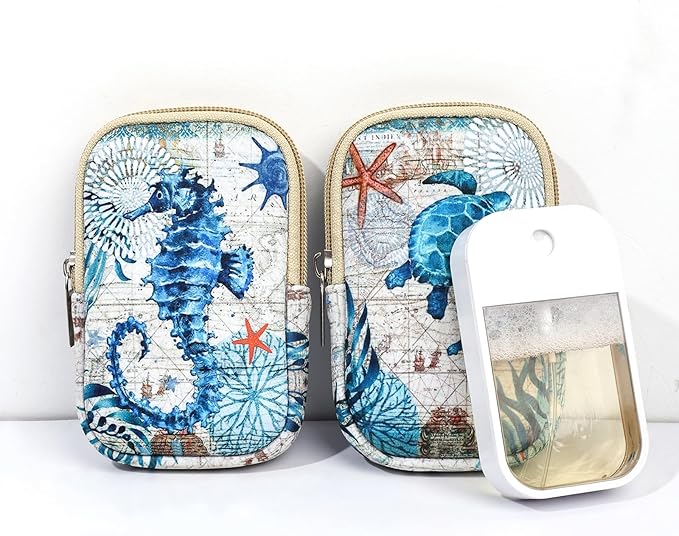 COOKOOKY 2 Pack Hand Sanitizer Spray Case Compatible with Touchland, Hand Sanitizer Holder, Mini Zippered Pouch, Small Makeup Bag for Women Friends Girls Gifts Idea