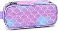 mibasies Girls Pencil Case for Kids, Multi-Slot Pencil Pouch, Mermaid Tail Purple