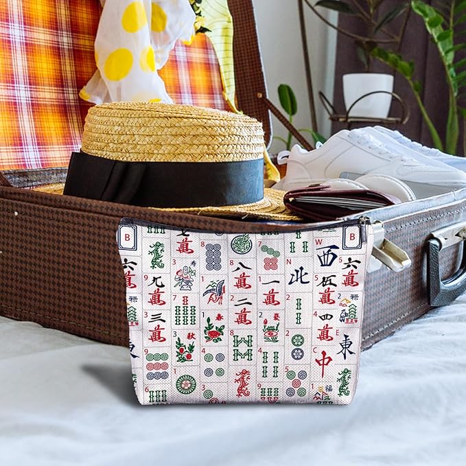 Mahjong Gifts for Women, Chinese Mahjong Tile Makeup Bag, Gifts for Mahjong Players Lovers, Mahjong Accessories and Gifts, Mahjong Cosmetic Bag Toiletry Bag for Women