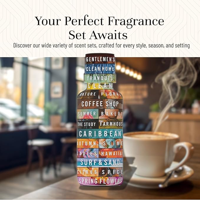 P&J Trading Fragrance Oil Coffee Shop Set | Coffee, Café Mocha, Chai Tea, Hot Chocolate, Blueberry Muffin, French Vanilla Candle Scents for Candle Making, Freshie Scents, Soap Making Supplies