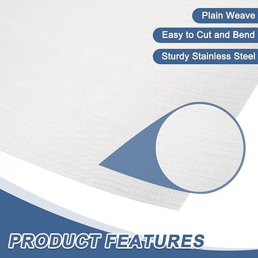 uxcell 60 Mesh 118" x 10" Woven Wire Mesh, 304 Stainless Steel Air Vent Filter - Image 3