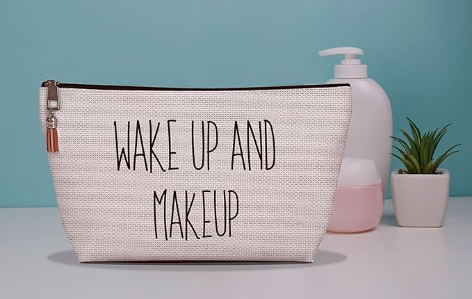 Stylish Makeup Bag Organizer | Perfect 100% Cotton Canvas Cosmetic Bag Ideal for Travel and for Cute Gifts