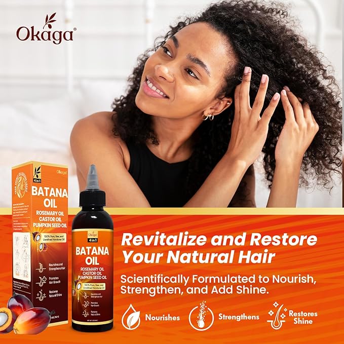 Batana Oil for Hair Growth with Rosemary, Castor, and Pumpkin Seed Oils, 100% Pure Unrefined Honduran Formula, Strengthens, Nourishes, Revives Scalp & Strands, Natural Care for All Types (2PK)