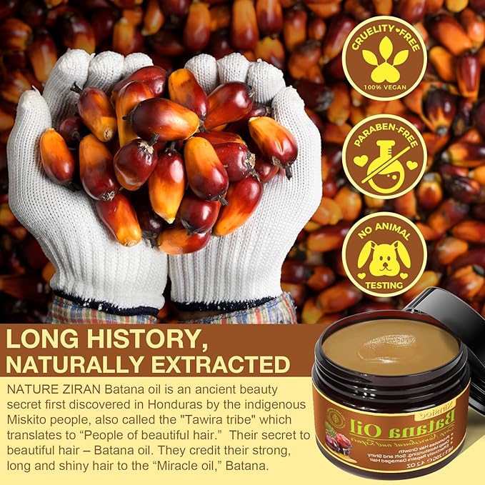 Raw Batana Oil for Hair Growth, Pure Unrefined and Organic Dr. Sebi Hair Growth Oil from Honduras, Batana Hair Growth Oil for Repairs Damaged Hair & Prevent Hair Loss (1pcs)